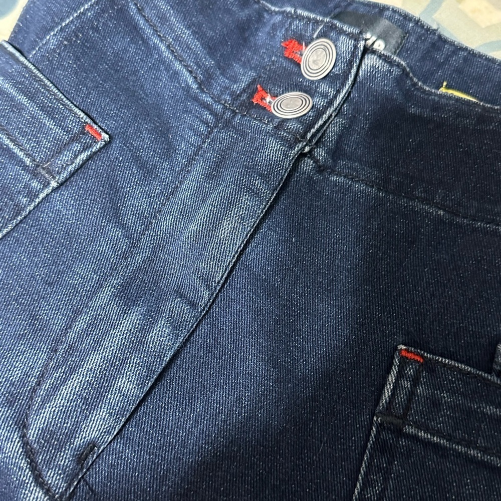 Maeve Anthropologie High Rise Slim Straight Jeans Women’s 10/12 Dark Wash Ankle - Picture 5 of 11